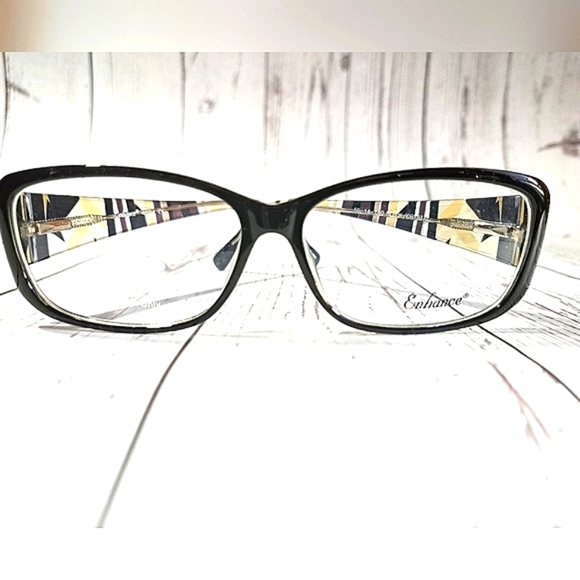 NEW Full Rim Eyeglass Frame by Enhance, black crystal trendy glasses, 56-14-140 - Picture 1 of 5